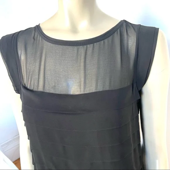 THE LIMITED Black Silk Chiffon Blouse - Picture 2 of 13